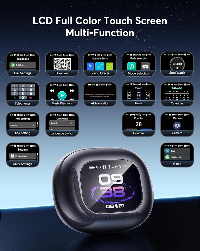 EUQQ AI Language Translation Earbuds, Bluetooth 5.4 Headphones Translator for 144 Languages & Accents