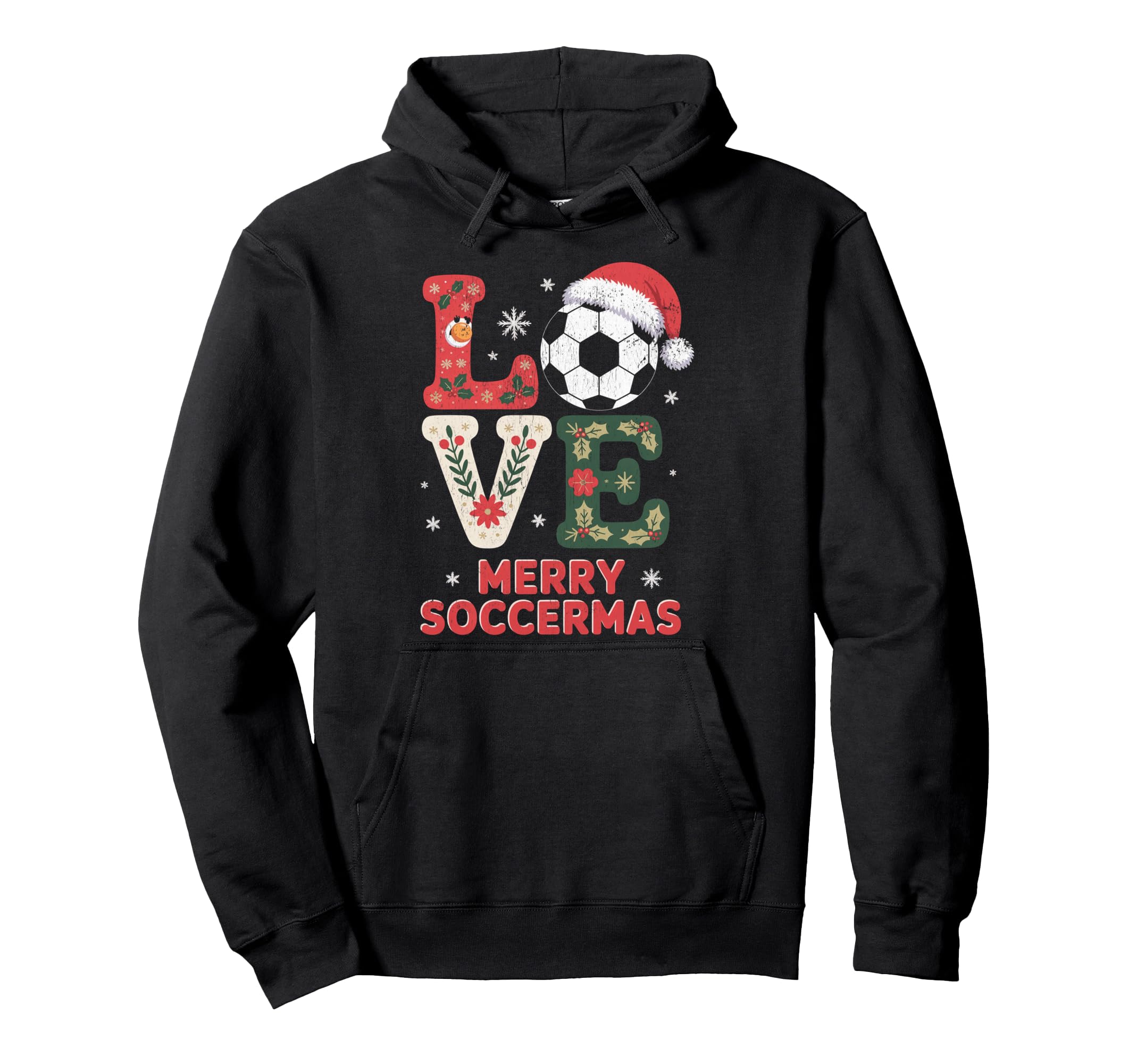 Merry Soccermas Funny Soccer Love Santa Hat Hoodie - Unique Graphic Unisex