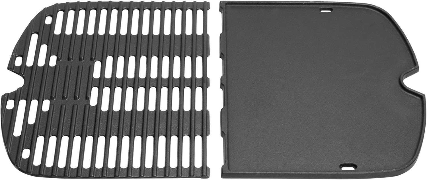Cast Iron Cooking Grate and Grill Griddle 7034 for Weber Traveler Portable Gas Grill, Replacement Parts for Weber 9010001 9020001 9030001 9013001 Stealth Edition Traveler Portable Accessories