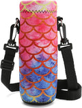 RICHEN Neoprene Water Bottle Carrier Bag with Adjustable Shoulder Strap,Insulated Water Bottle Cover for Stainless Steel/Glass/Plastic Bottles