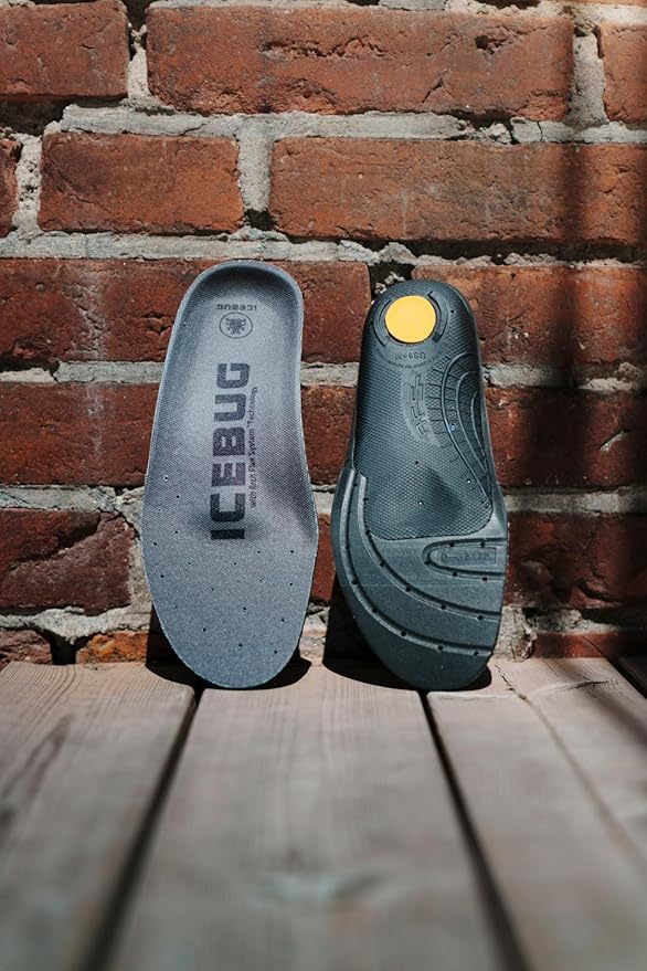 Icebug Comfort Insoles with Dynamic Arch Support, Charcoal Medium Arch, M 5/W 6.5-7