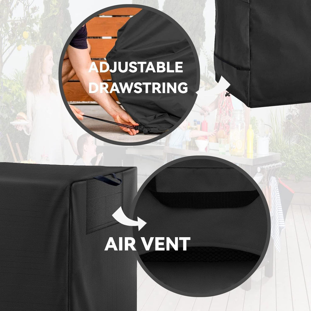 Outdoor Dining Table Cover - Heavy Duty Waterproof Cover for Patio Metal Steel Slat Table, Compatible 72" x 36" Black