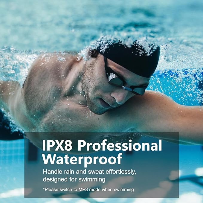 Swimming Headphones,Bone Conduction Headphones Bluetooth 5.4,IPX8 Waterproof,32G Memory Sports Headphone,Underwater Headphone with MP3-Player for Swim,Open Earphones for Swimming Running