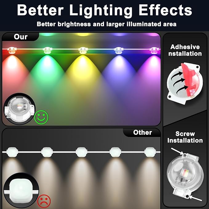300FT Permanent Outdoor RGB Lights,IP67 Waterproof Smart LED Eaves Lights with App/Remote Control,for Christmas and All Holiday Decor,Daily and Accent Lighting,House Roof and Garden Lighting
