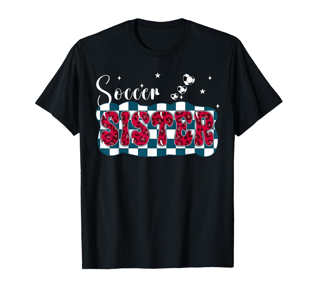 Soccer Sister Leopard Checkerboard T-Shirt - Novelty Apparel Men Women
