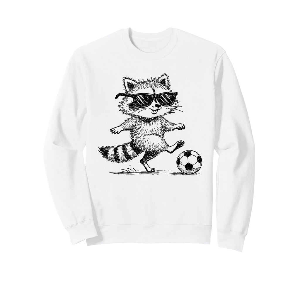 Raccoon Soccer Player Sunglasses Sweatshirt - Fun Novelty Design Men Women
