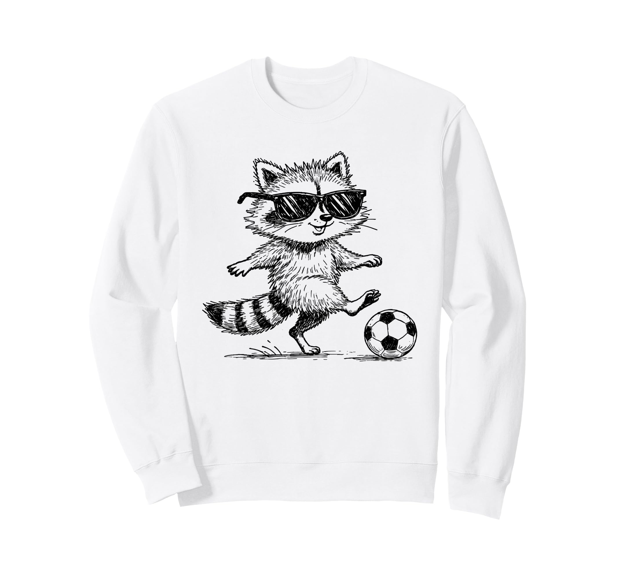 Raccoon Soccer Player Sunglasses Sweatshirt - Fun Novelty Design Men Women