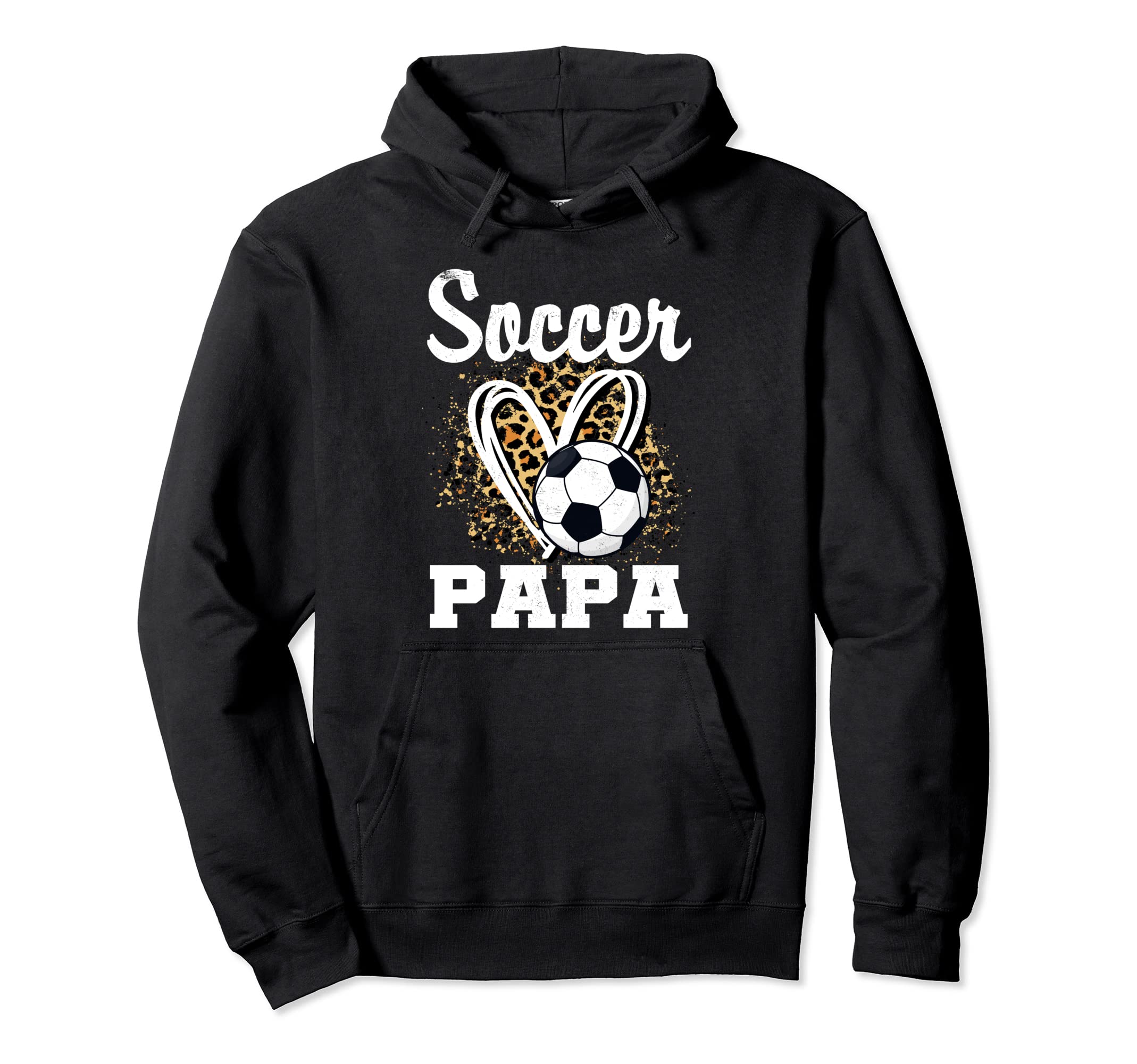 Soccer Papa Leopard Heart Hoodie - Trendy Graphic for Adults