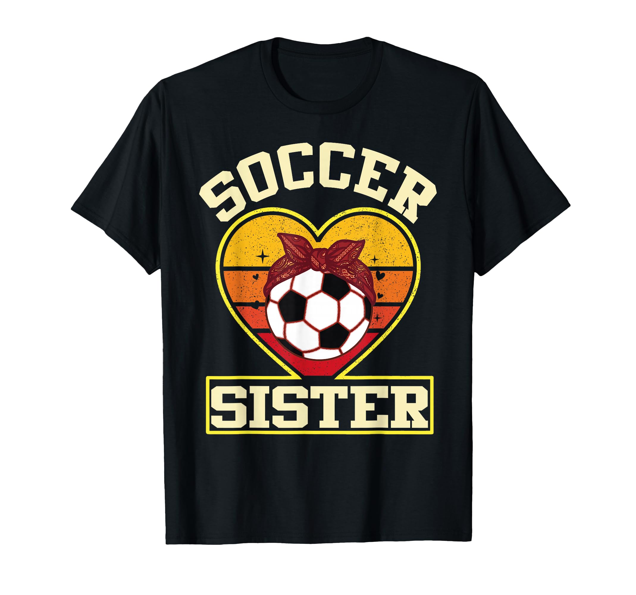 Soccer Sister Sunset Heart Bow T-Shirt - Casual Everyday Wear Men Women