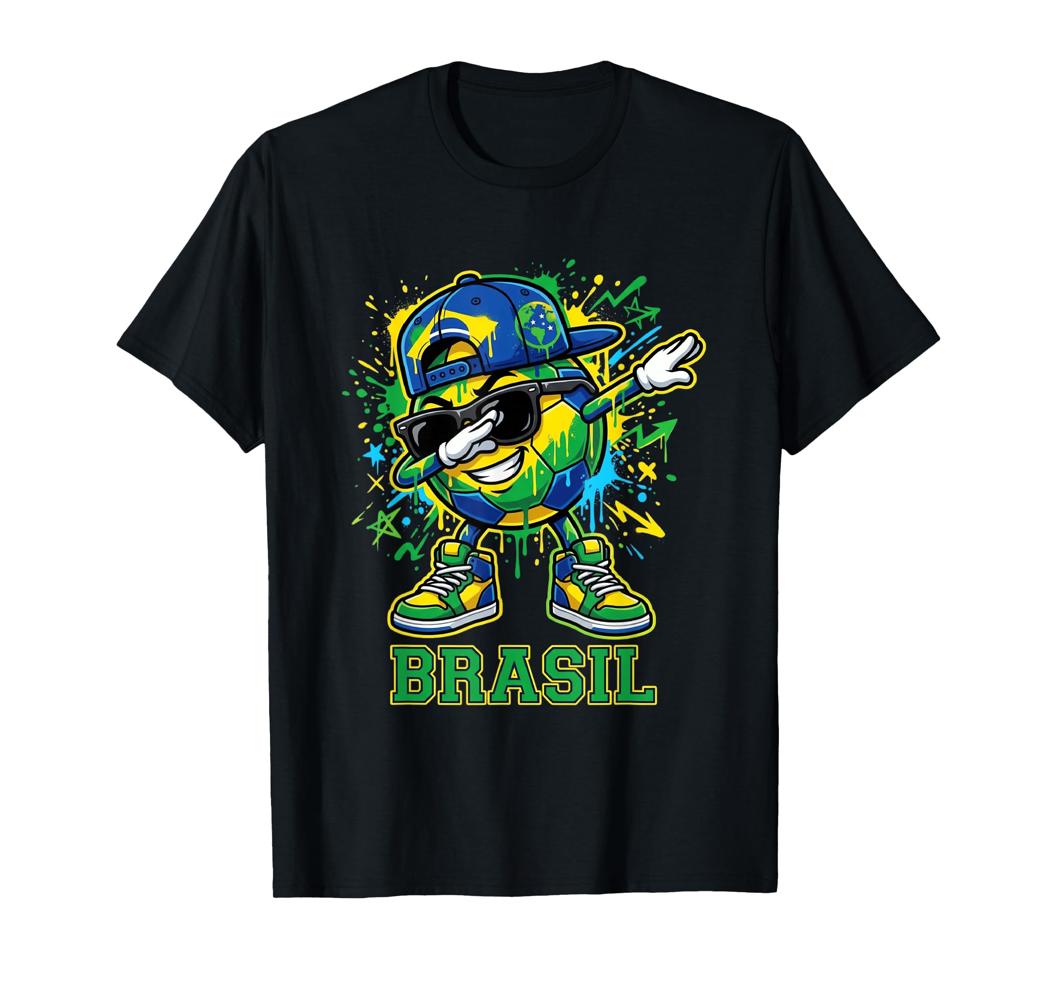 Brasil Dabbing Soccer Ball T-Shirt - Fun Novelty Design for Adults