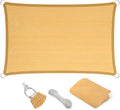Eden's Decor Straight Flat-Edged Sun Shade Sail Rectangular 17' x 20' Wheat UV-Blocking Outdoor Canopy Fabric Cloth Awning for Pergola Patio Garden Backyard Custom Size