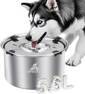 Dog Water Bowl No Spill, 5.6L/1.5 Gallon No Drip Slow Drinking Dog Water Bowl Dispenser Spill Proof, Large Stainless Steel Slobber Stopper for Messy Drinkers, Small Medium & Large Dogs