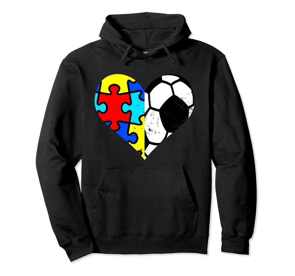 Autism Soccer Heart Funny Autism Hoodie - Minimalist Print for Adults