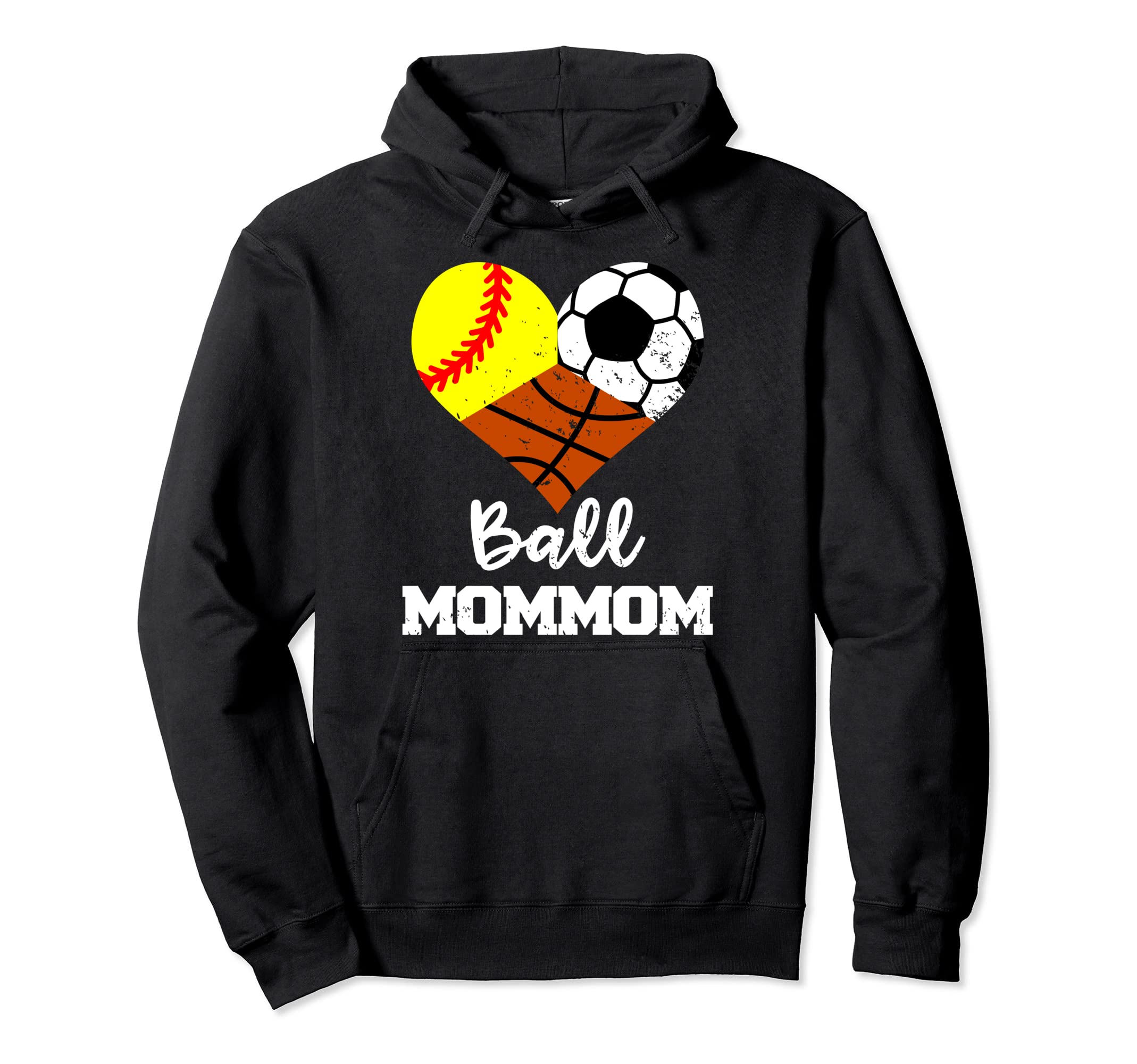Ball Mommom Heart Funny Softball Soccer Hoodie - Custom Art Print Unisex