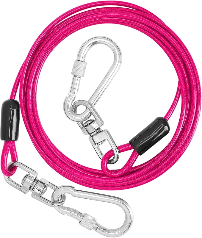 Jenico 150 FT Dog Runner Cable with Swivel Hook, Outdoor and Camping Dog Leash Run Tether, Rust-Proof Training Line for Small to Medium Pets Up to 500 LBS
