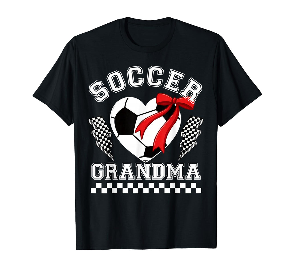 Soccer Grandma Heart Bow T-Shirt - Casual Everyday Wear Men Women