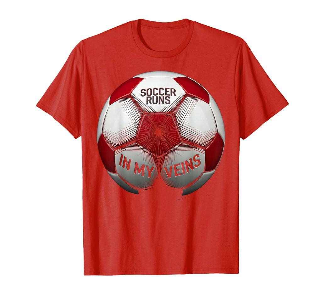 Soccer Runs My Veins Mens T-Shirt - Minimalist Print for Adults
