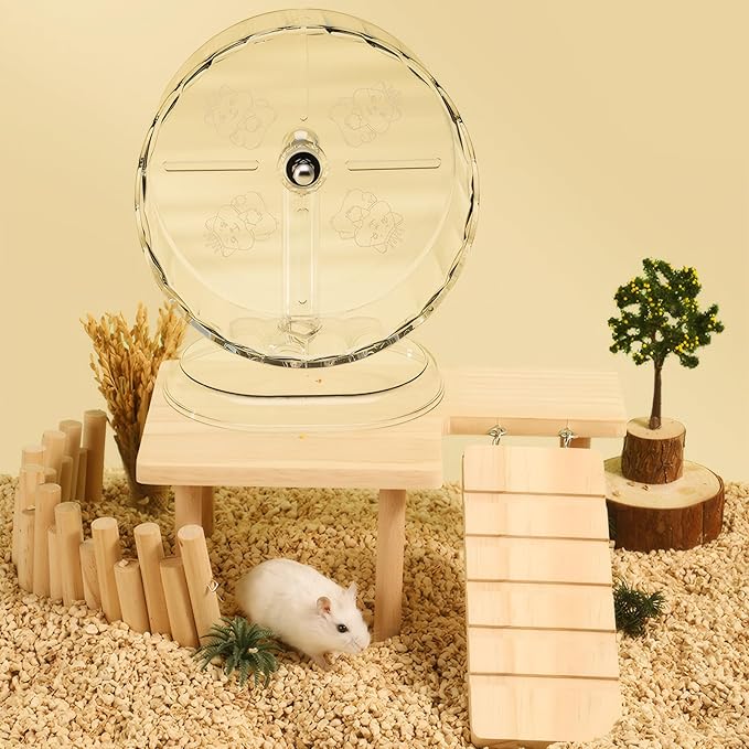 Silent Hamster Wheel – 7 Inch Syrian Hamster Running Wheel, Anti-Skid & Height Adjustable, Easy to Clean (7.1inch)