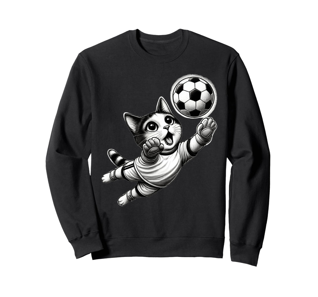 Soccer Goalie Athletic Kitten Sweatshirt - Minimalist Print Men Women