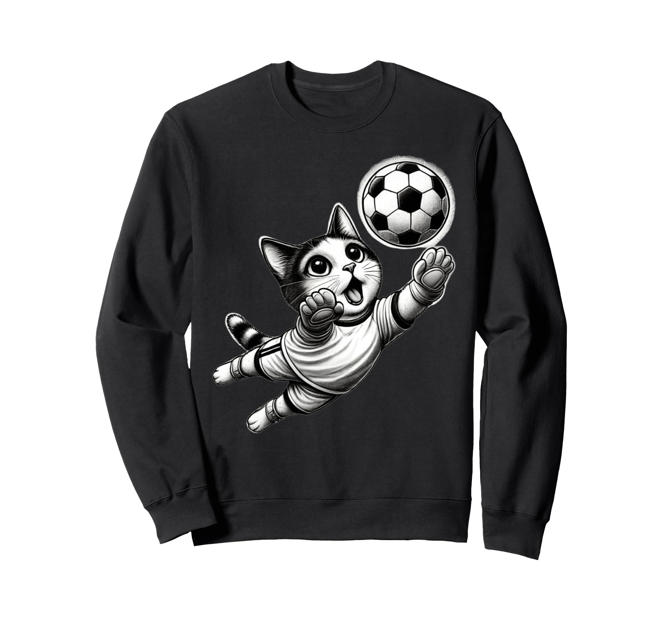 Soccer Goalie Athletic Kitten Sweatshirt - Minimalist Print Men Women