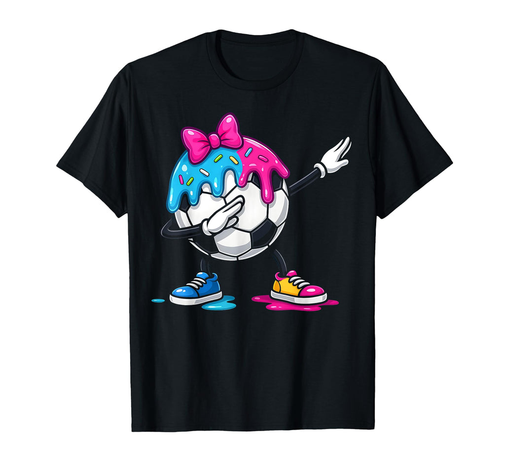 Dabbing Soccer Ice Cream Drip Bow Sweet T-Shirt - Aesthetic Graphic Unisex