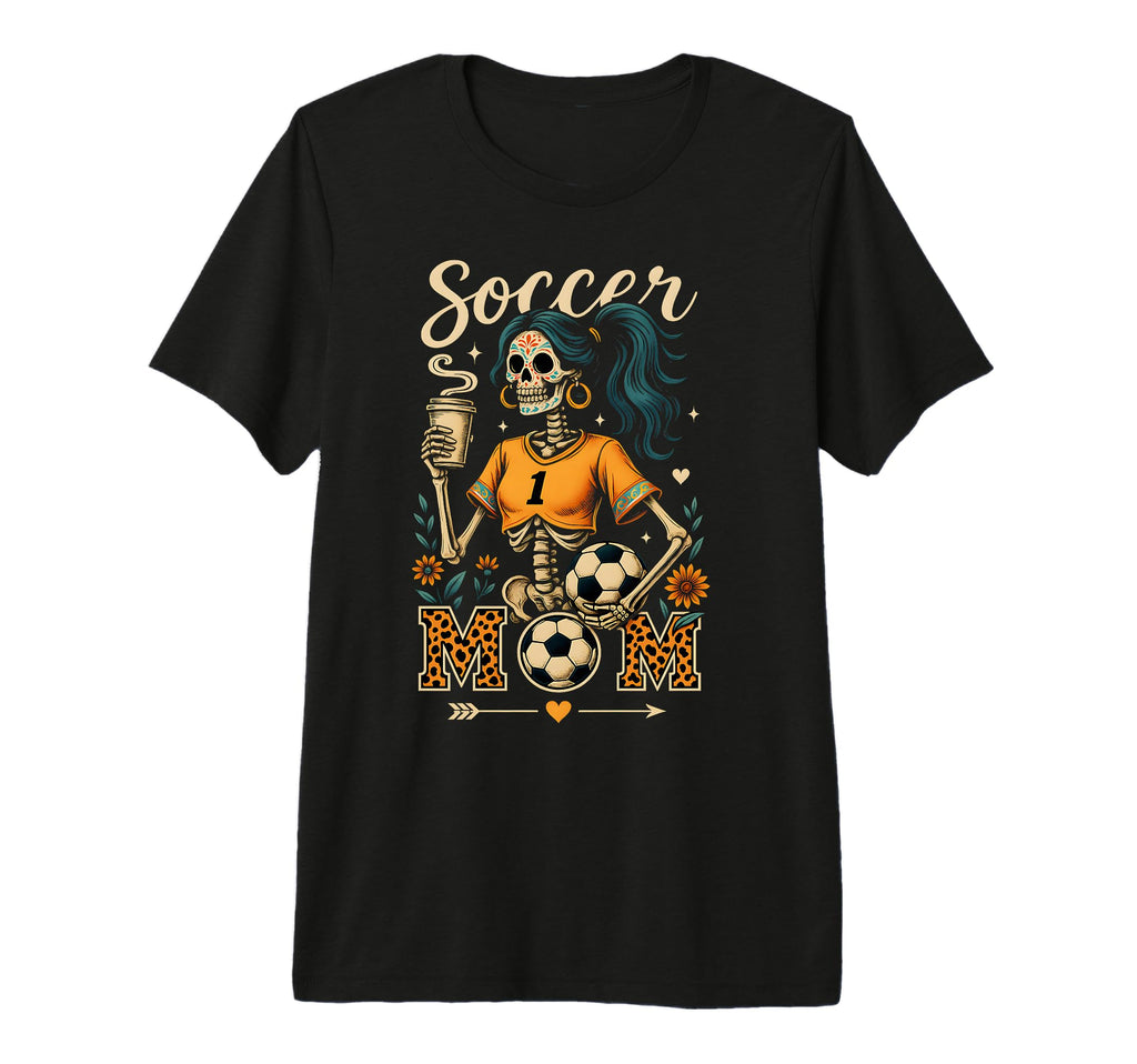 Soccer Mom Skeleton Coffee Leopard T-Shirt - Custom Art Print Men Women