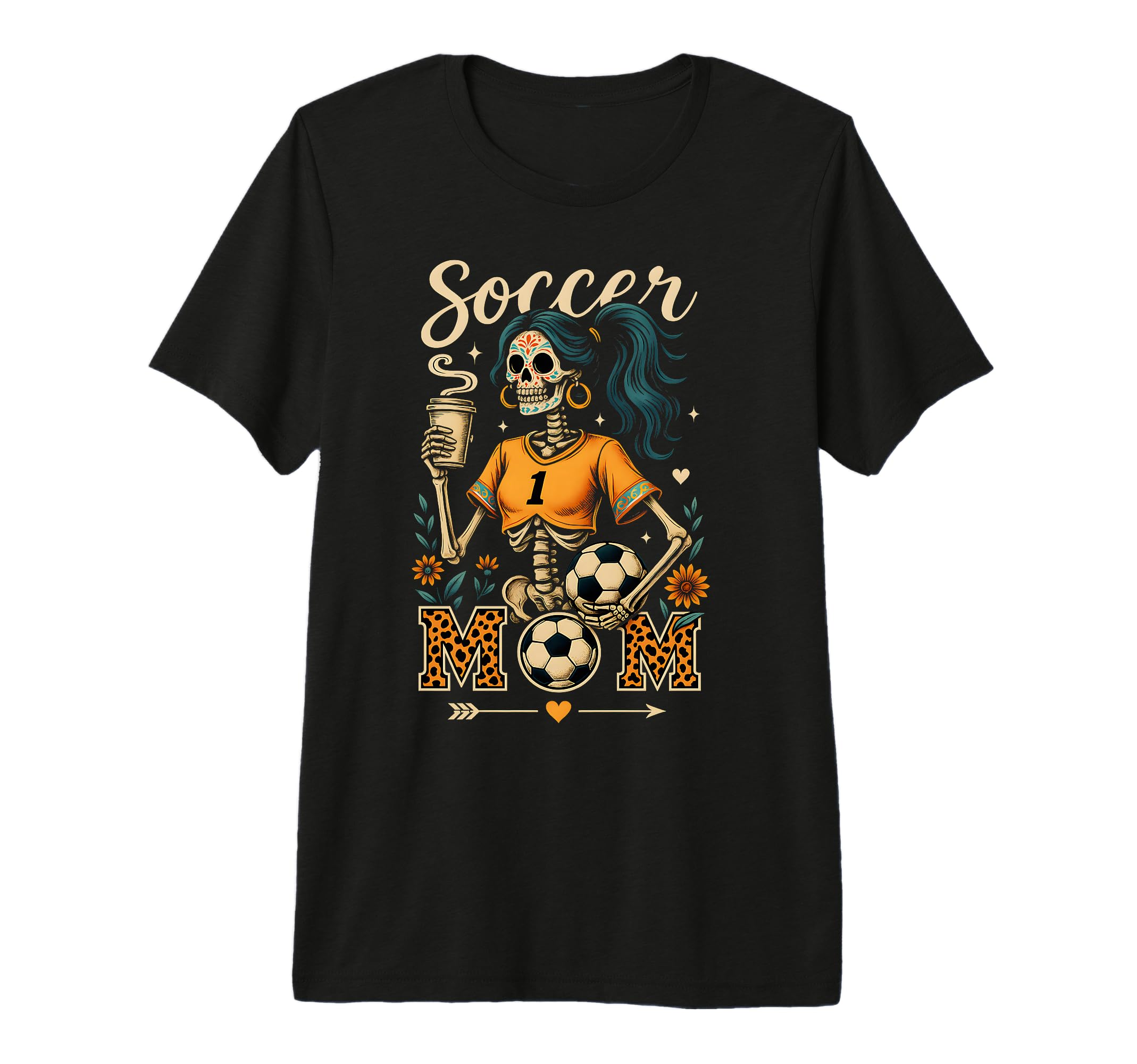 Soccer Mom Skeleton Coffee Leopard T-Shirt - Custom Art Print Men Women