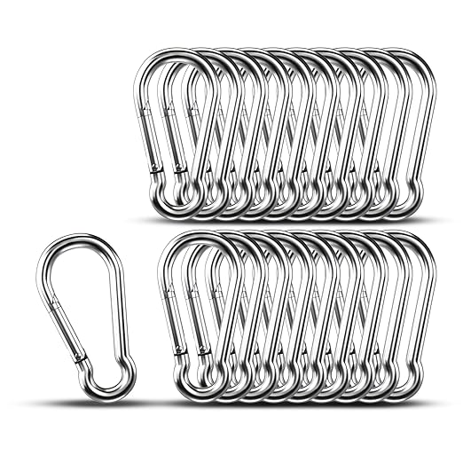 Carabiner Clip Hooks, 20pcs 3.54 inch Carabiners Heavy Duty, 304 Stainless Steel Spring Snap Hook Fits Camping Hiking, Metal Clips for Rope Chain Keys Rings