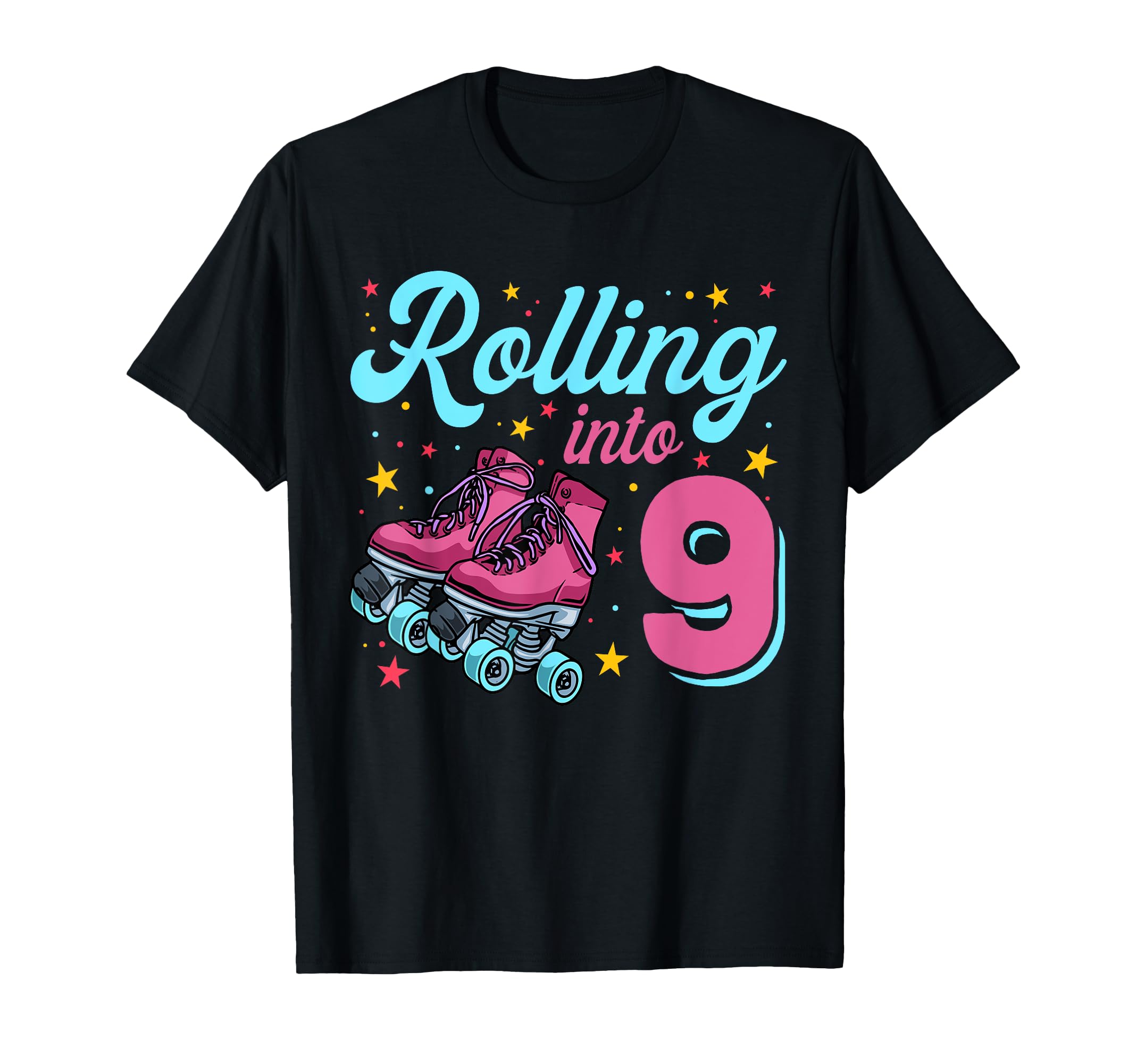 9Th Birthday Roller Skates Rolling T-Shirt - Casual Everyday Wear Unisex