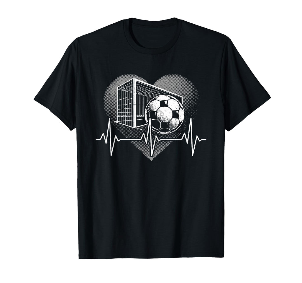 Heartbeat Soccer Player Goal Team T-Shirt - Unique Graphic Men Women