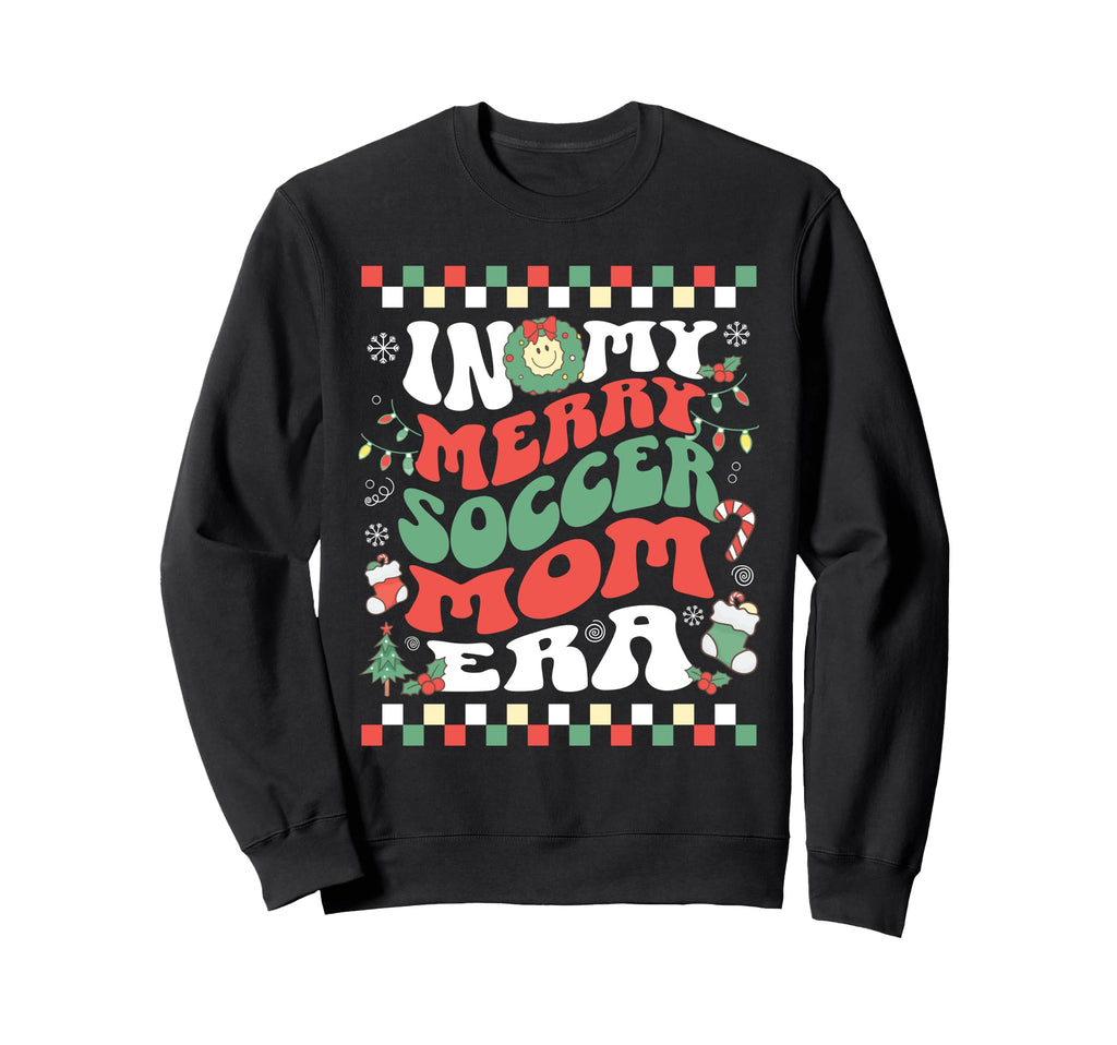 My Merry Soccer Mom Era Groovy Sweatshirt - Fun Novelty Design Unisex