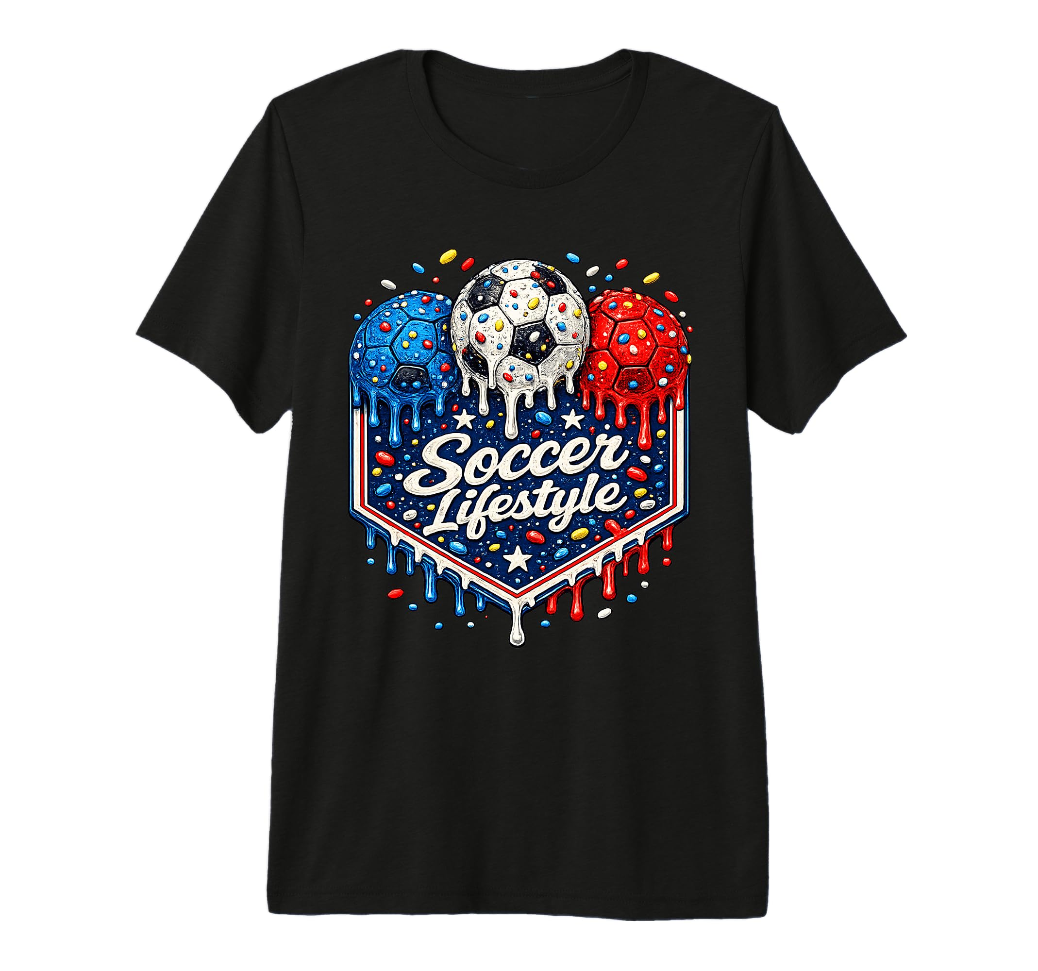 Soccer Lifestyle Drip Ice Cream T-Shirt - Fun Novelty Design Unisex