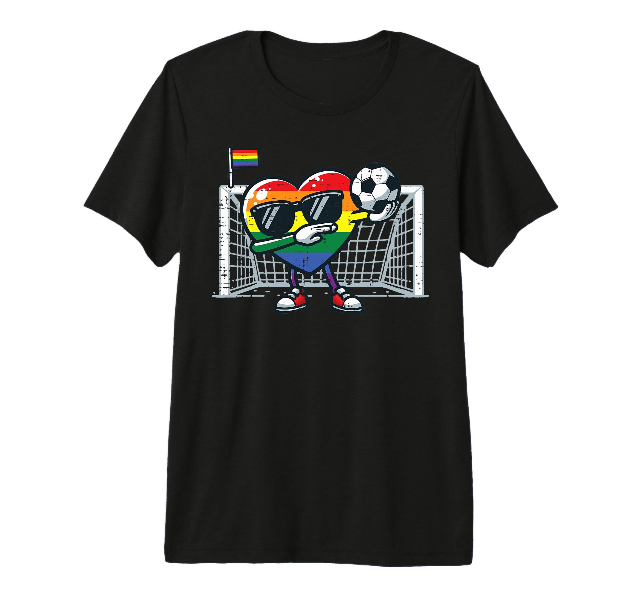 Gay Pride Heart Soccer Lgbtq Ally T-Shirt - Trendy Graphic for Adults