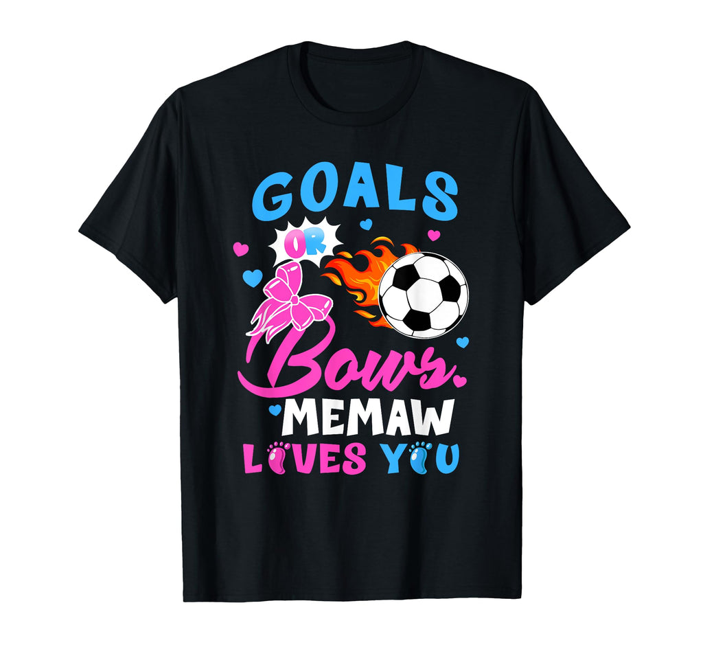 Gender Reveal Goals Or Bows Memaw T-Shirt - Minimalist Print for Adults