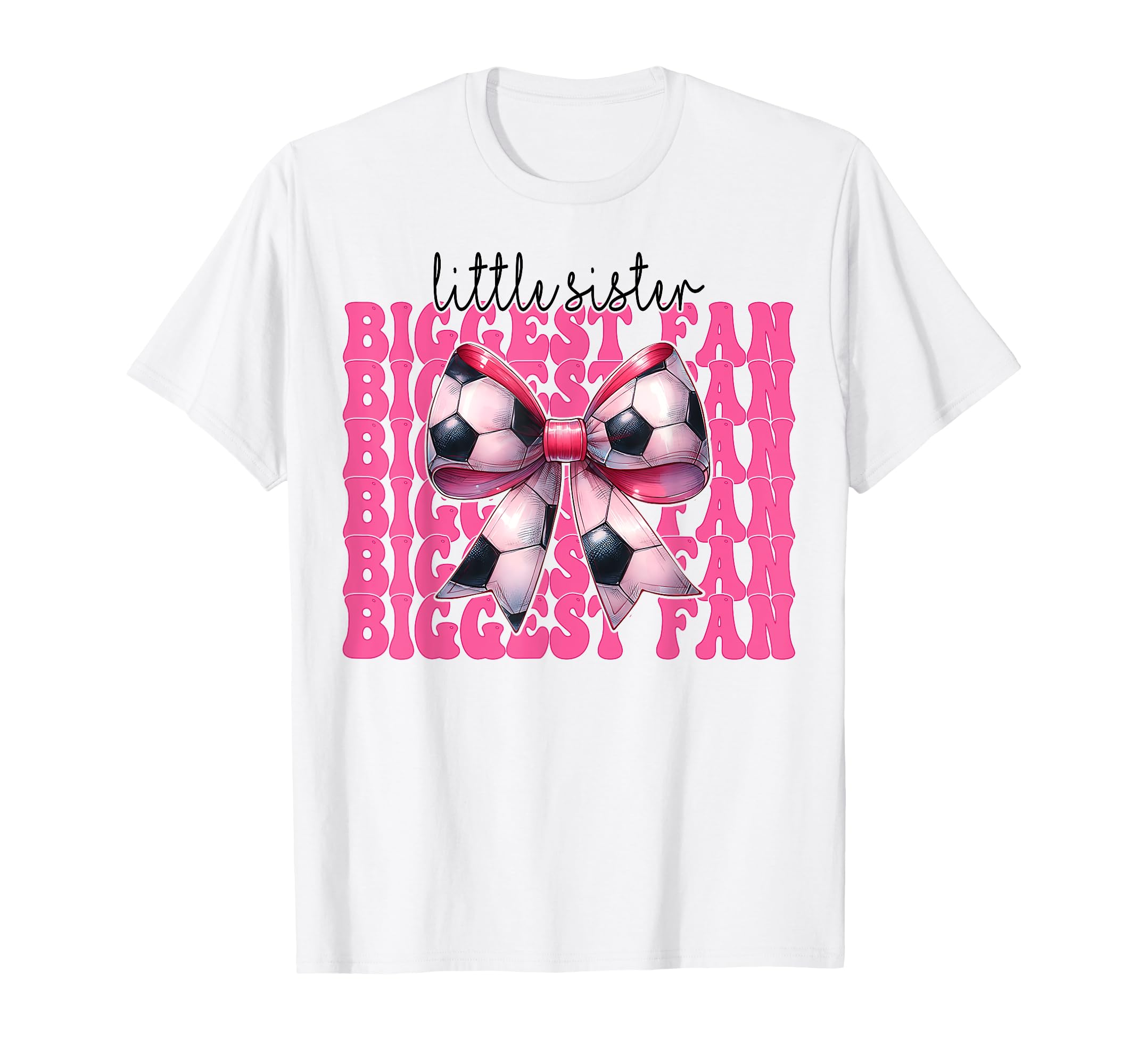 Soccer Sister Soccer Coquette Little T-Shirt - Trendy Graphic Men Women