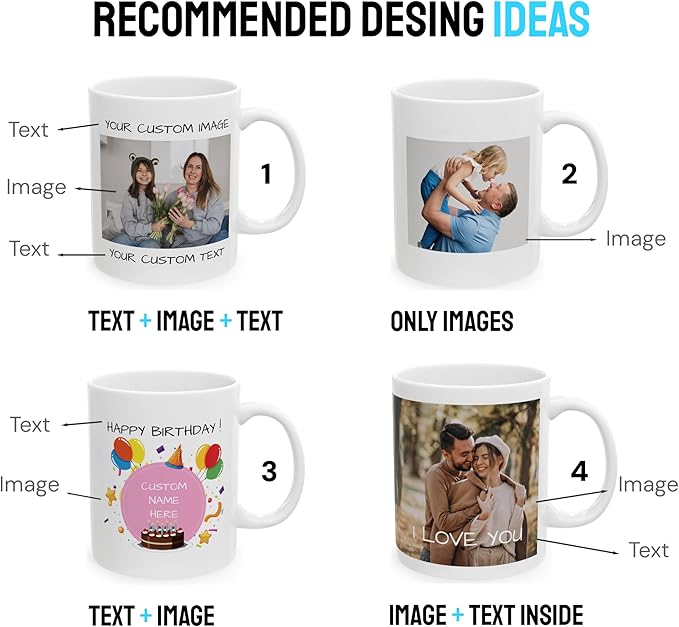 Personalized Coffee Mug – Custom Photo, Text, or Logo Ceramic Mug Tea Cup | Taza Personalizada with Picture or Message | Customized Gift Idea for Men & Women, Mom, Dad, Friends - White/Green | 15oz