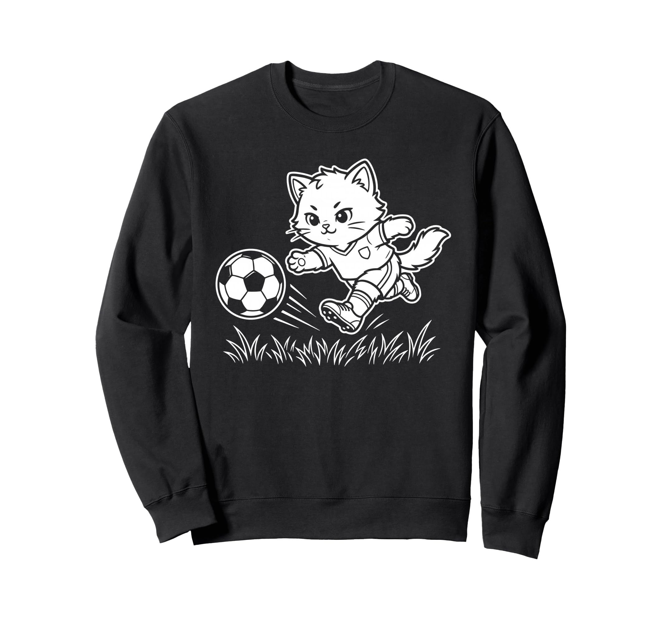 Soccer Kawaii Cat Footballer Sweatshirt - Aesthetic Graphic for Adults