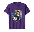 Lion Playing Soccer Funny Animal T-Shirt - Fun Novelty Design Unisex