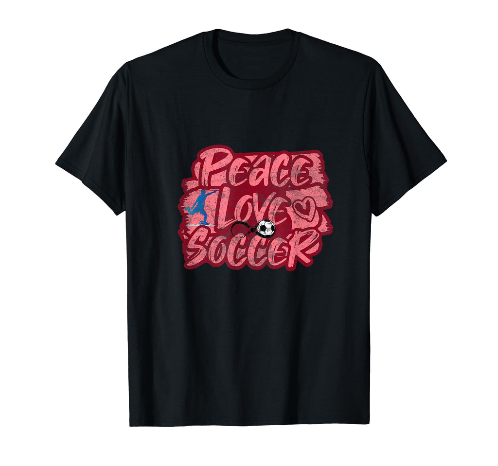 Peace Love Soccer Rose Red Infinite T-Shirt - Novelty Apparel Unisex