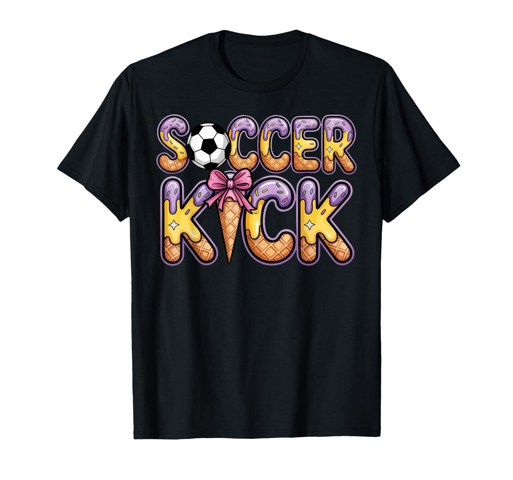 Soccer Kick Ice Cream Coquette Bow T-Shirt - Minimalist Print for Adults