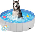 Portable Dog Pool PVC Pet Swimming Pool Bathtub Collapsible Dog Pool, Hard Plastic Pool for Pets to Swim and Bath (M-40"x 12" Light Grey)