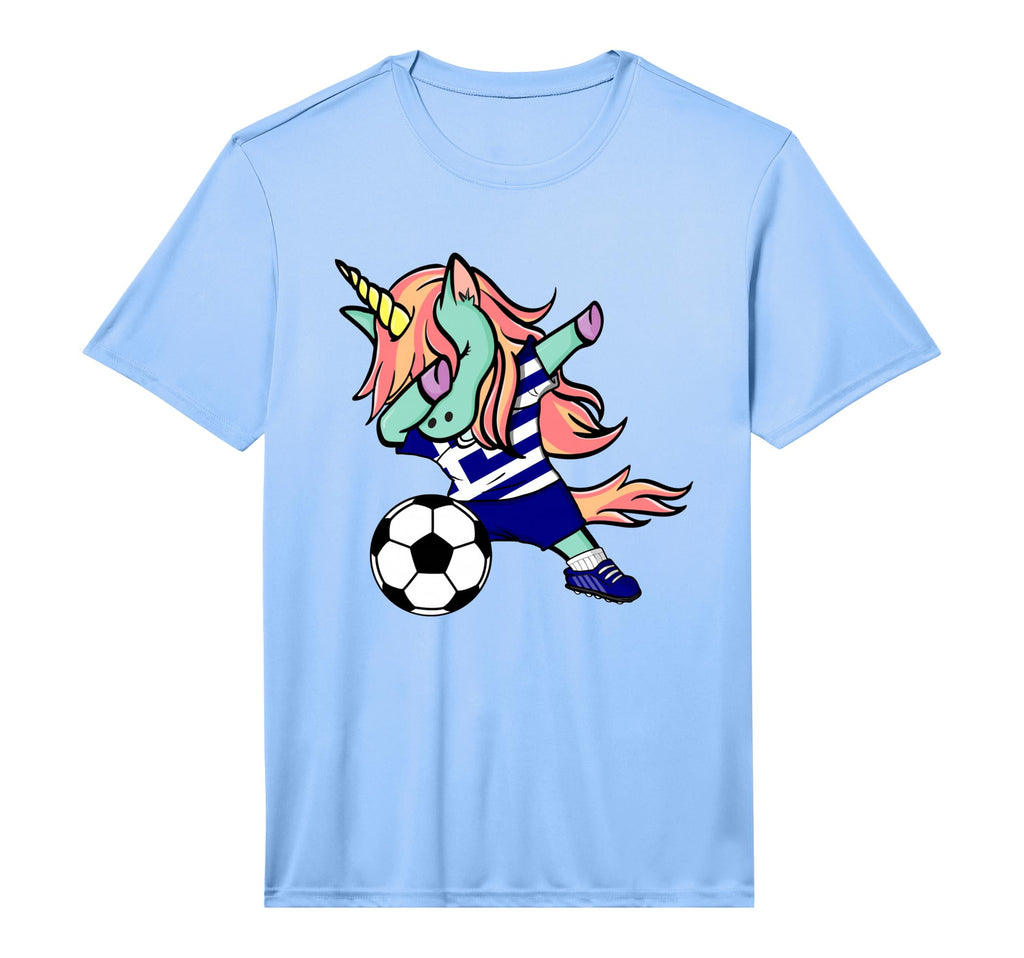 Dabbing Unicorn Soccer Greece Jersey T-Shirt - Custom Art Print Men Women