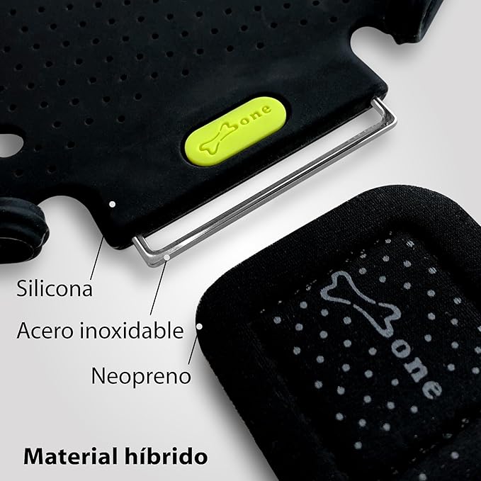 BONE Run Tie, Running Cell Phone Holder, Skin-Friendly & Washable Silicone Sport Armband, Universal Workout Phone Carrier Compatible with Most Smartphone (Luminous - Size L/Arm Size 9.8-15.7")