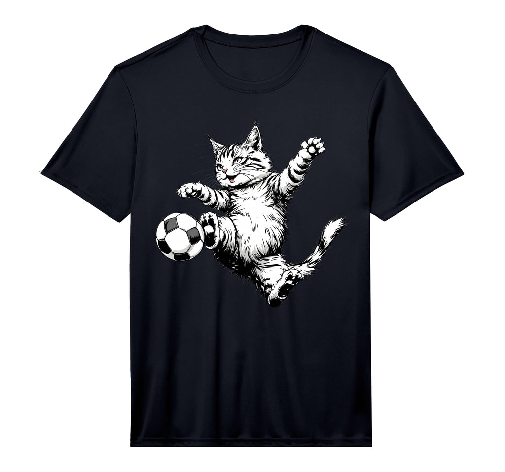 Cat Playing Soccer Ball Football Funny T-Shirt - Trendy Graphic for Adults