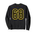 Yellow Black Sport Team Number 68 Sweatshirt - Trendy Graphic for Adults