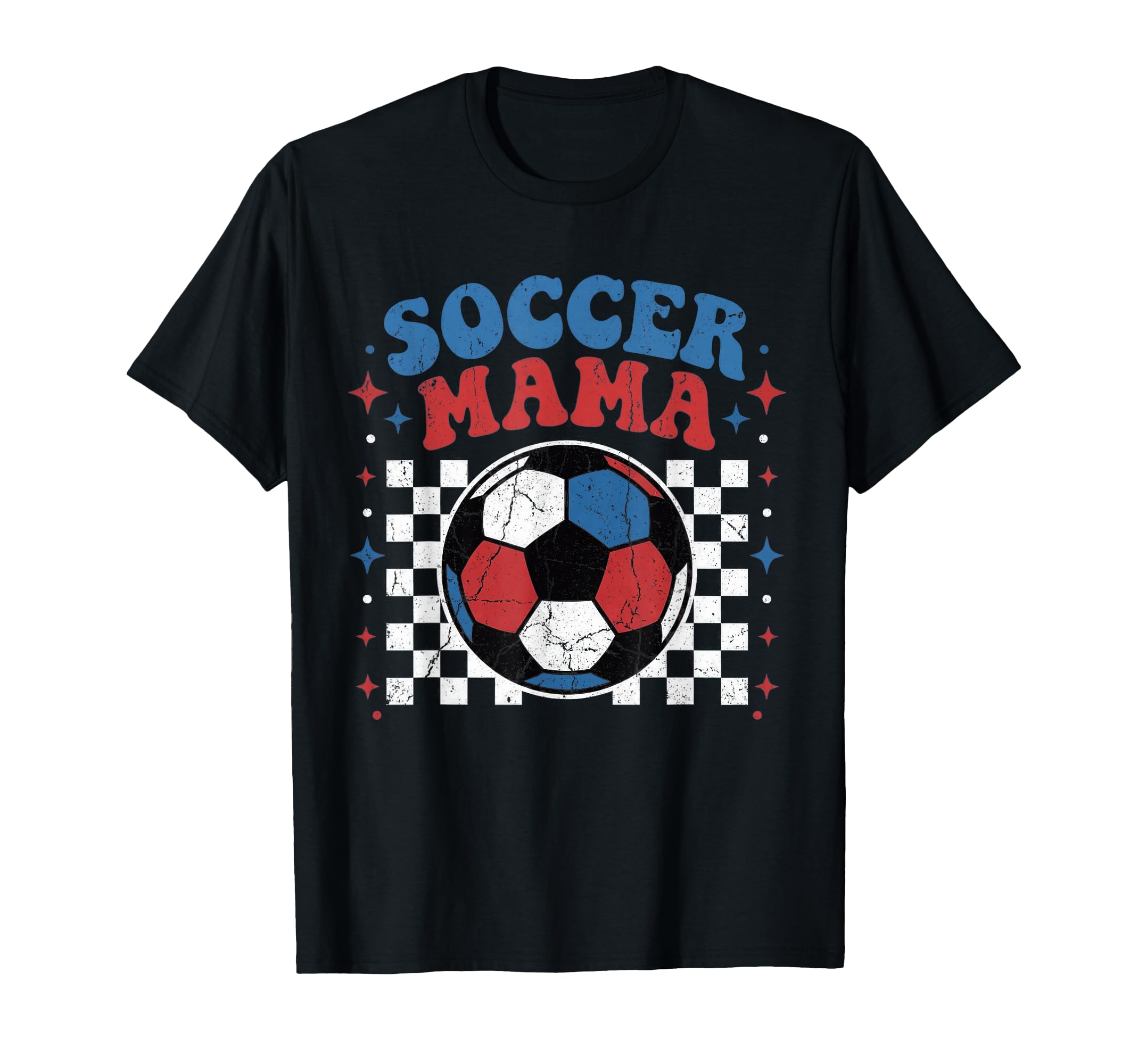 Soccer Mama Groovy Checkered Ball T-Shirt - Aesthetic Graphic for Adults