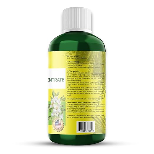 Organic Premium Kelp Seaweed Fertilizer for Jasmin - Liquid Fertilizer - Liquid Plant Food - Nutrient-Rich Soil Enhancer - Natural Plant Food for Jasmin (16 OZ)