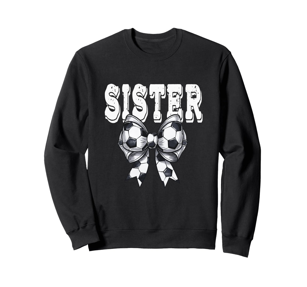 Coquette Soccer Bow Mom Sister Sweatshirt - Minimalist Print for Adults