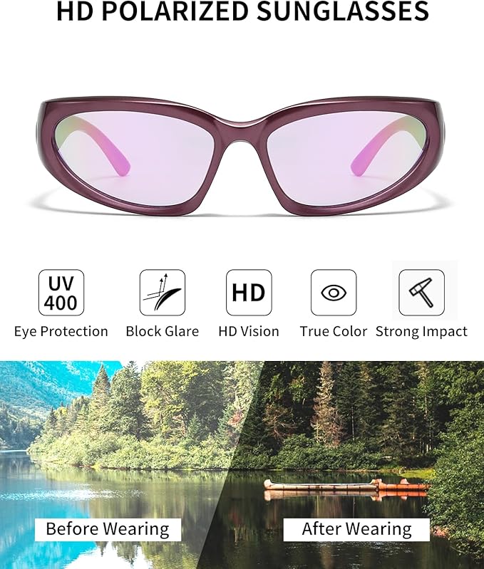 SOAR&EAGLE Y2K 3Pack Polarized sunglasses Wrap Around Men's Women's sunglasses Fashion Sport Shades Sun Glasses
