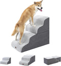 Pettycare Dog Stairs Ramp for High Beds and Couch,Curved Dog Steps for Small Pets, Pet Stairs Non-Slip Balanced Portable Puppy Ramp Indoor, 4 Steps,Grey